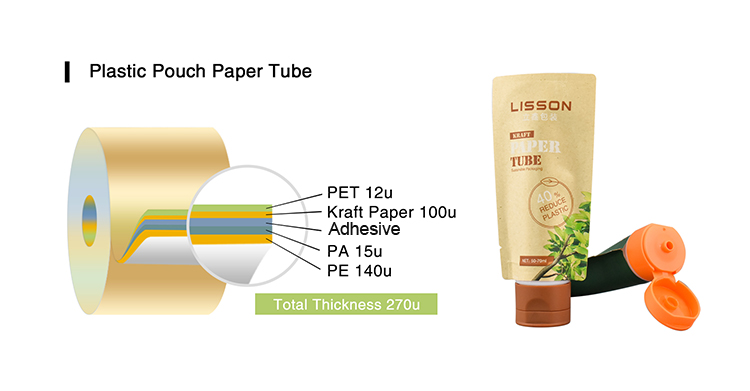 Tubo de papel cosmético biodegradável