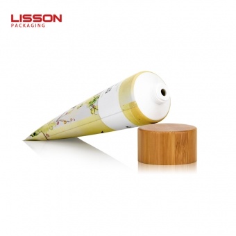 Tubo cosmético eco-amigável de 3,4 onças que empacota com tampa de bambu