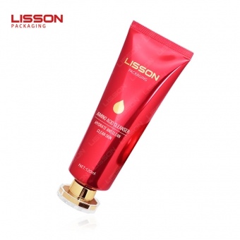 tubo cosmético de limpeza facial de cor vermelha de 120 ml personalizado
