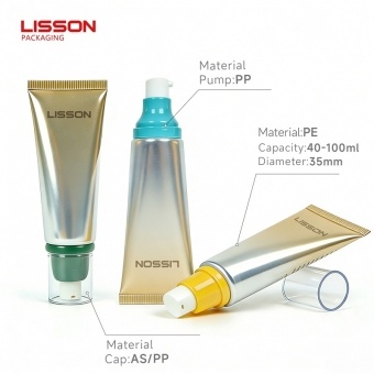 Bisnaga cosmética com bomba protuberante