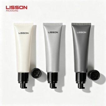 Tubo de compressão cosmético sem ar com tampa para revestimento