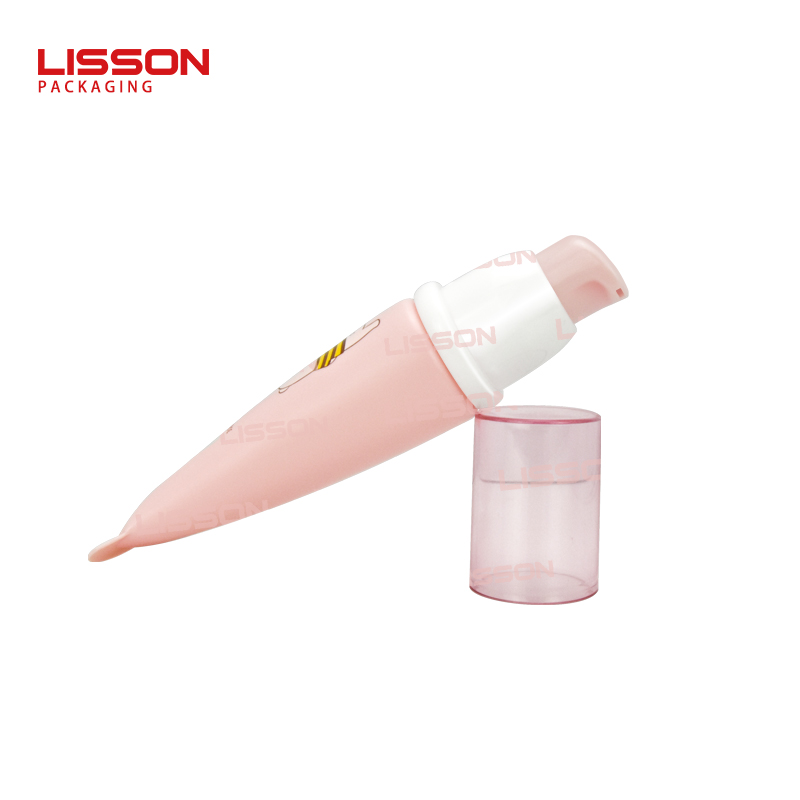 Cosmetic packaging tube with pump