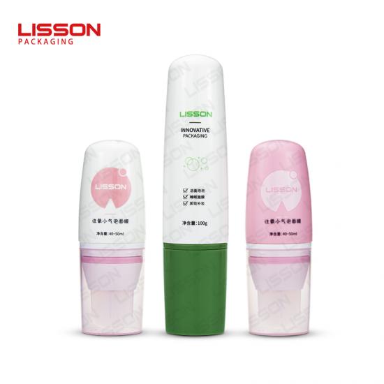 Tubo cosmético oval com cabeça de espátula de silicone
