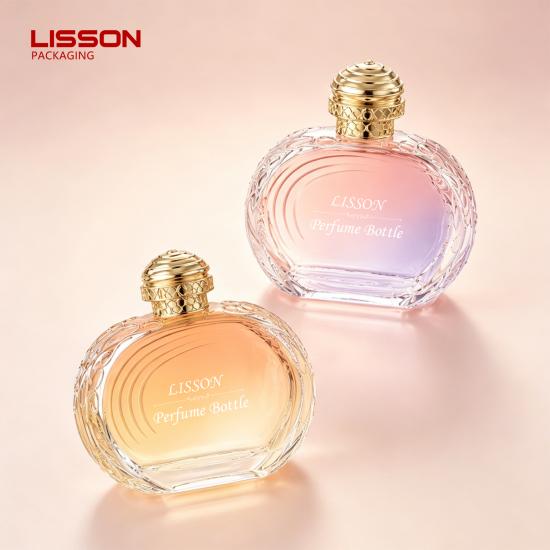 Frasco de perfume de vidro luxuoso com relevo em estilo Rococó