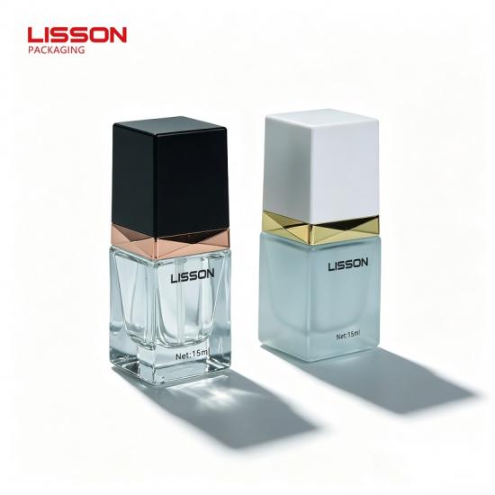 Frasco de Vidro Quadrado de Luxo com Bomba de 15ml