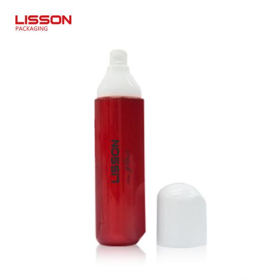 Conjunto de frasco e pote de vidro para cuidados com a pele vermelho de luxo